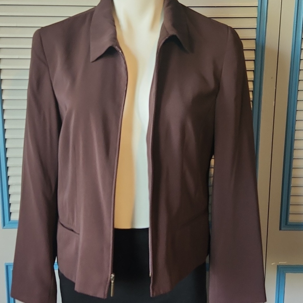 Norton McNaughton Dark Brown Zippered Blazer - Picture 10 of 11